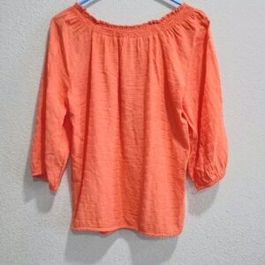 Ann Taylor LOFT Rayon Blend Orange Blouse Size S